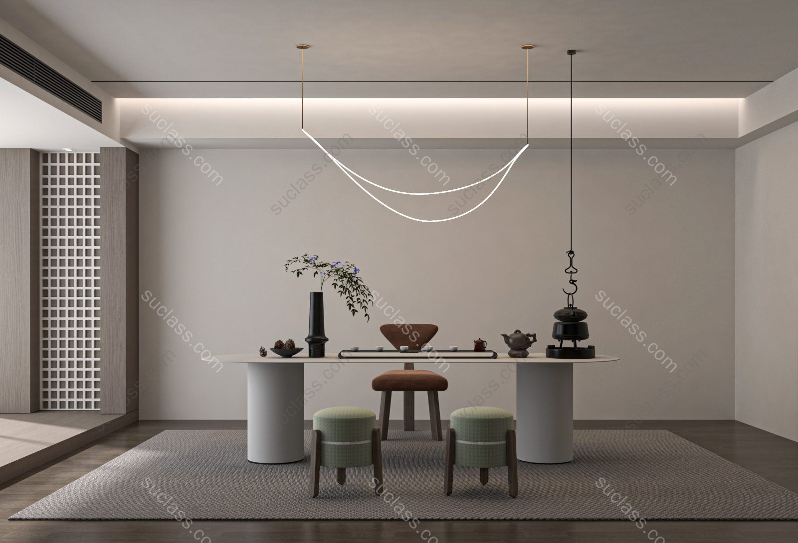 现代茶桌组合茶室茶台 ID:201573 八宝模型库 - PB3智能构件下载