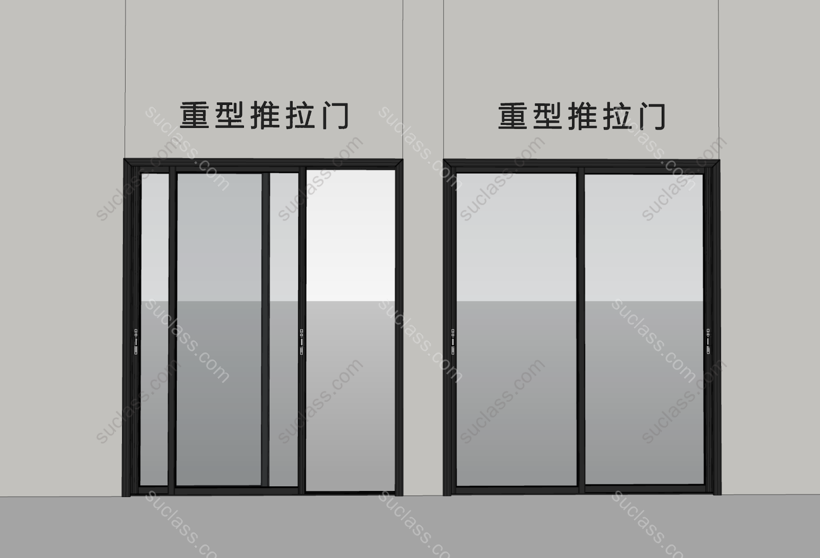 现代推拉门重型推拉门移门阳台移门厨房移门玻璃推拉门 ID:221718 八宝模型库 - PB3智能构件下载
