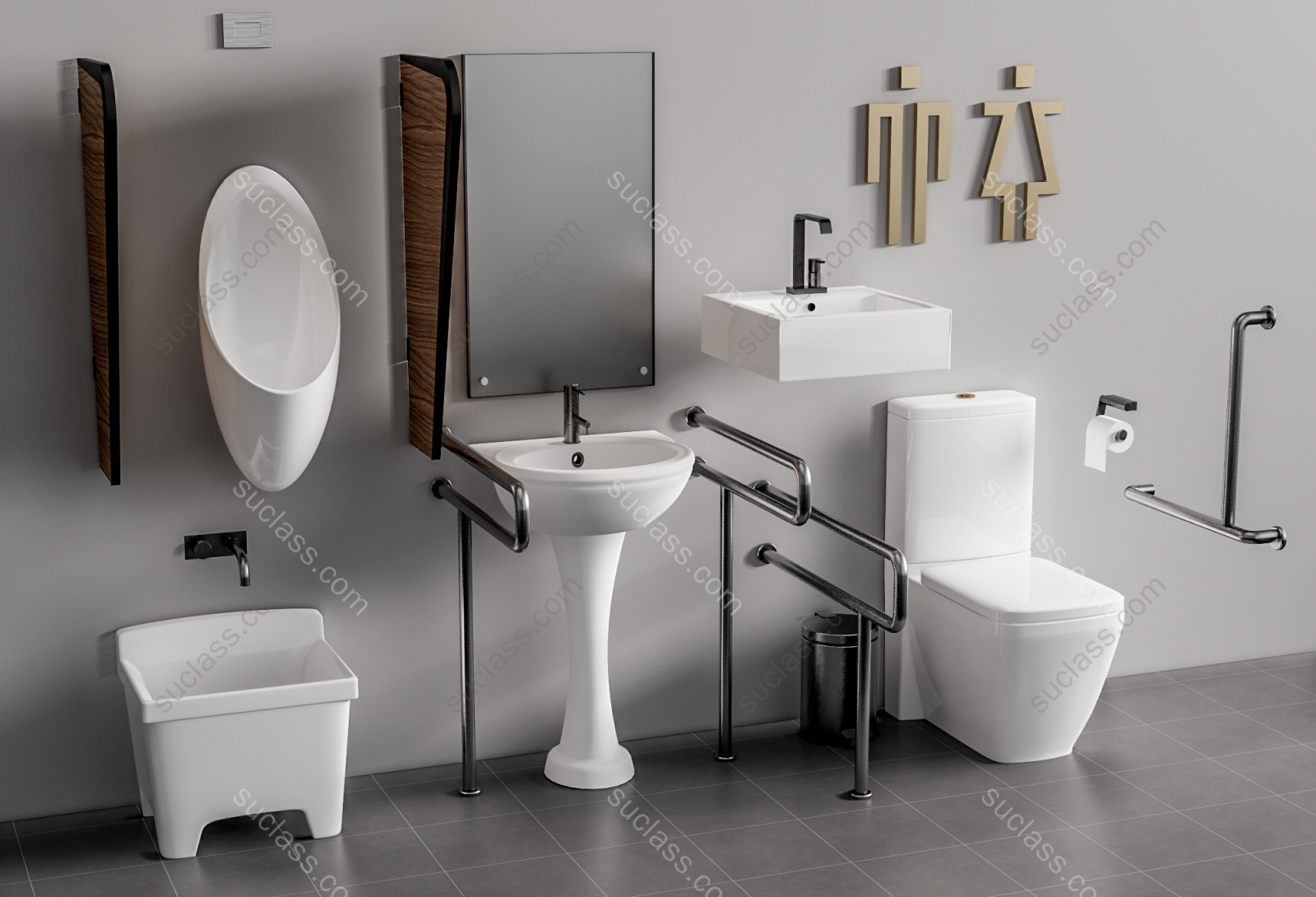 无障碍马桶洗手台第三卫生间残疾人卫生间 id:254015 八宝模型库